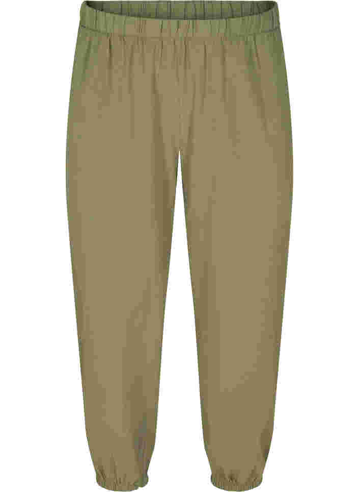 Cropped Hose aus Baumwolle, Deep Lichen Green, Packshot image number 0