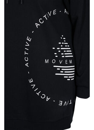 Langes Sweatshirt mit Kapuze und Printdetails, Black w. Logo Print, Packshot image number 3