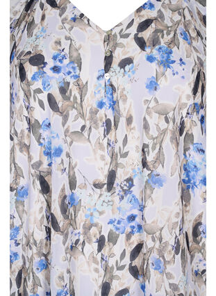 Bedruckte Bluse mit kurzen Ärmeln, Blue Flower AOP, Packshot image number 2