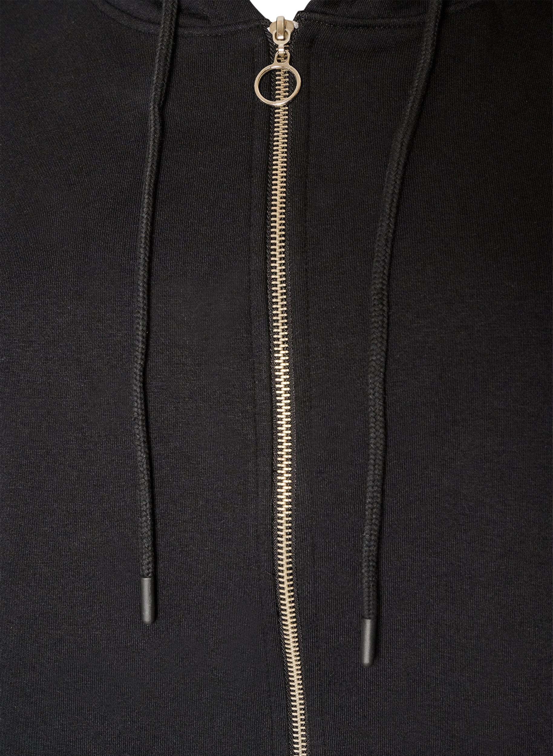 ZizziLanger Cardigan mit Kapuze und Rei&szlig;verschluss, Schwarz, Packshot image number 2