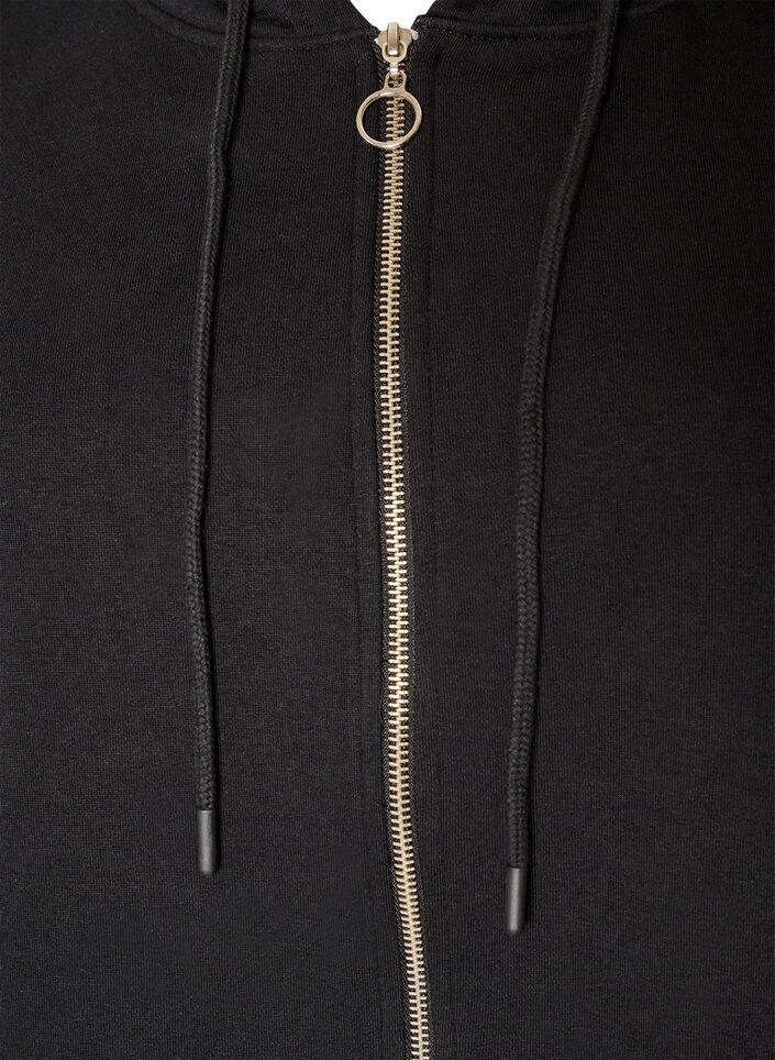Langer Cardigan mit Kapuze und Rei&szlig;verschluss, Schwarz, Packshot image number 2