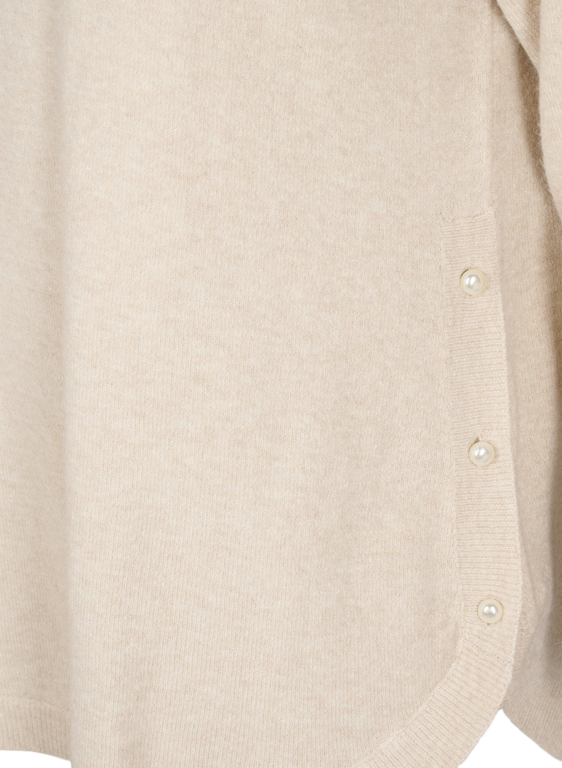 Zizzi Strickbluse mit Perlendetails, Pumice Stone Mel., Packshot image number 3