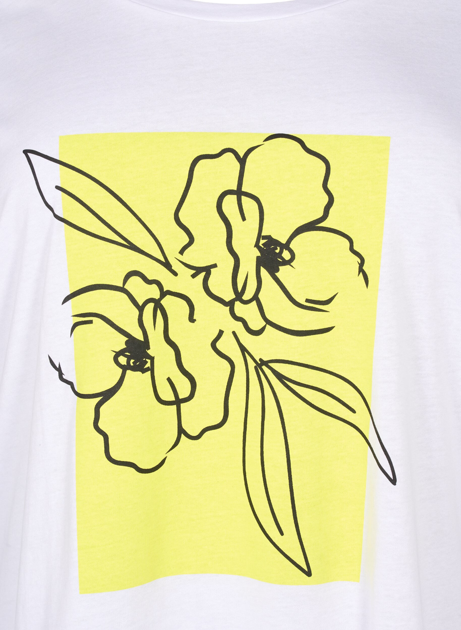 Zizzi Baumwoll-T-Shirt mit Motiv, B. White w. Sulphur, Packshot image number 2