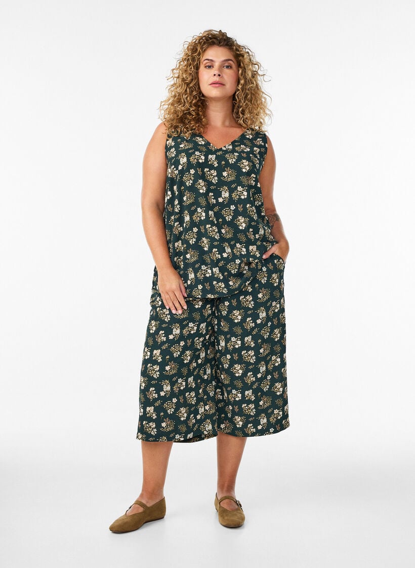 Culotte-Hose mit Print, Schwarz, Model image number 1