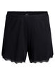 Lockere Nachtshorts aus geripptem Material mit Spitzensaum, Schwarz, Packshot image number 0
