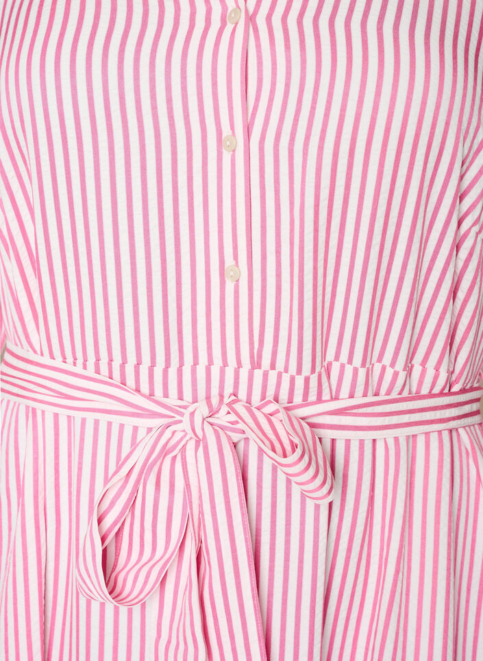 Kn&ouml;chellanges Hemdblusenkleid mit Bindeg&uuml;rtel und Streifen, Pink, Packshot image number 2