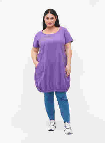 Kurzarm Kleid aus Baumwolle, Deep Lavender, Model image number 2