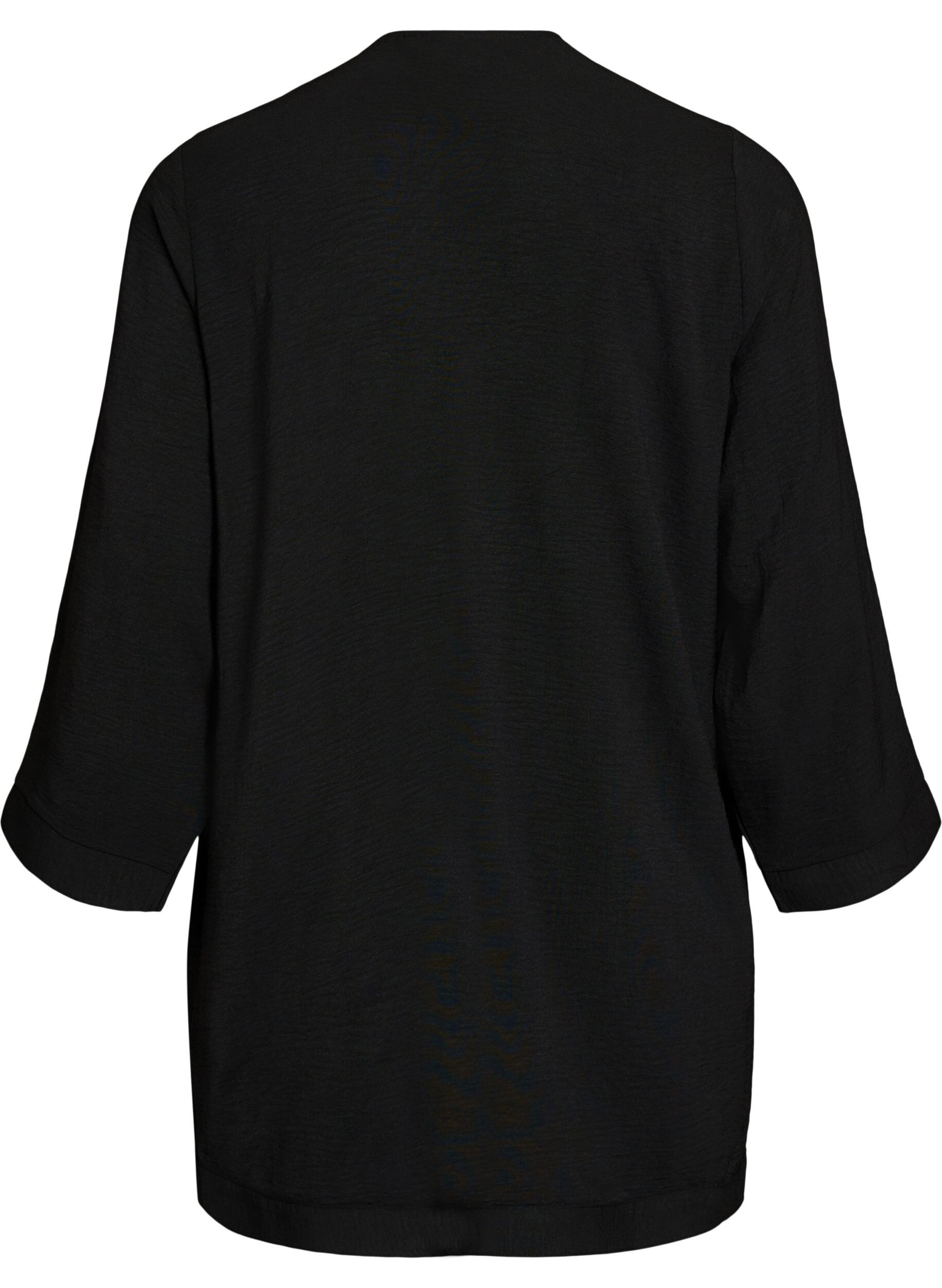 Zizzi Kimono mit 7/8-&Auml;rmeln, Schwarz, Packshot image number 1