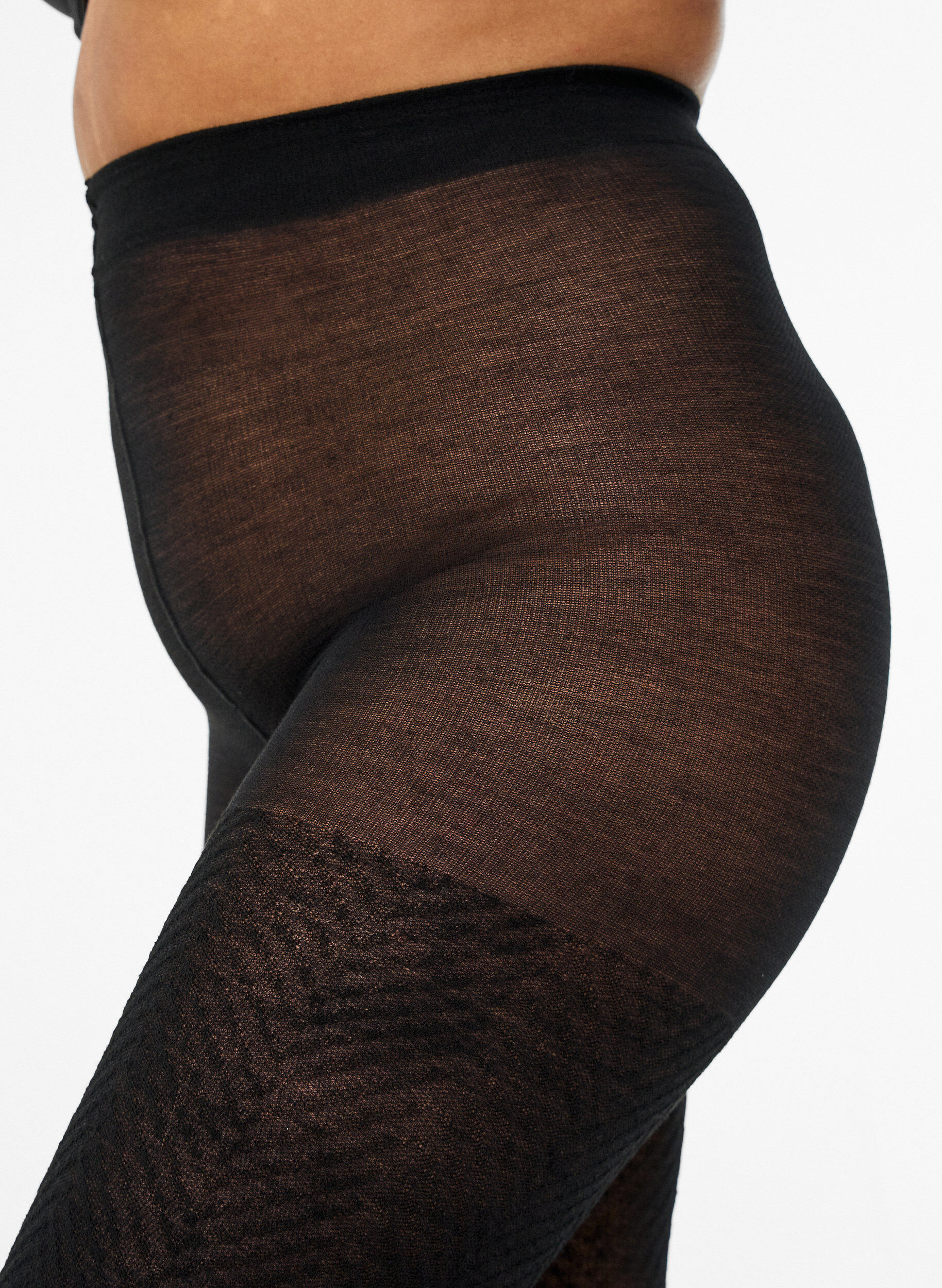 Zizzi Strukturierte Strumpfhose, Schwarz, Model image number 1