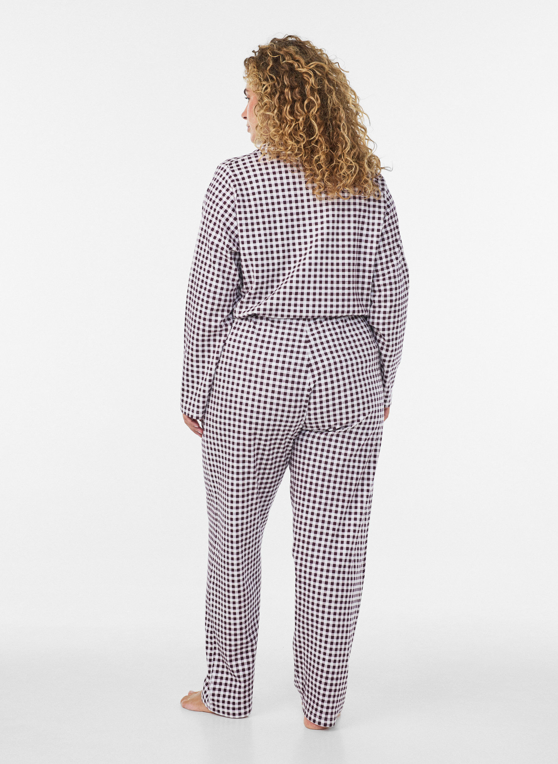 ZizziBaumwoll-Pyjamahose mit hohem Bund, Rot, Model image number 1