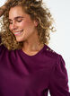 Bluse mit Knopfdetail und kurzen Puff&auml;rmeln, Dunkles Bordeaux, Model image number 3