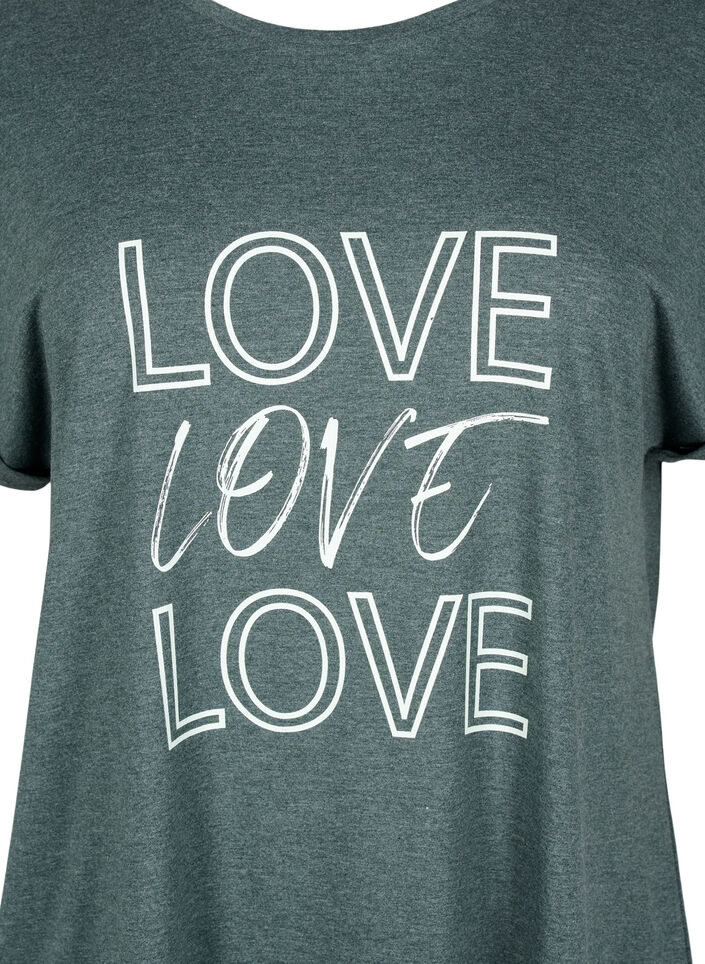 Kurz&auml;rmliges Nachthemd mit Textdruck, , Packshot image number 2