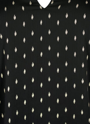 Bedruckte Bluse mit V-Ausschnitt, Black w. Gold, Packshot image number 2