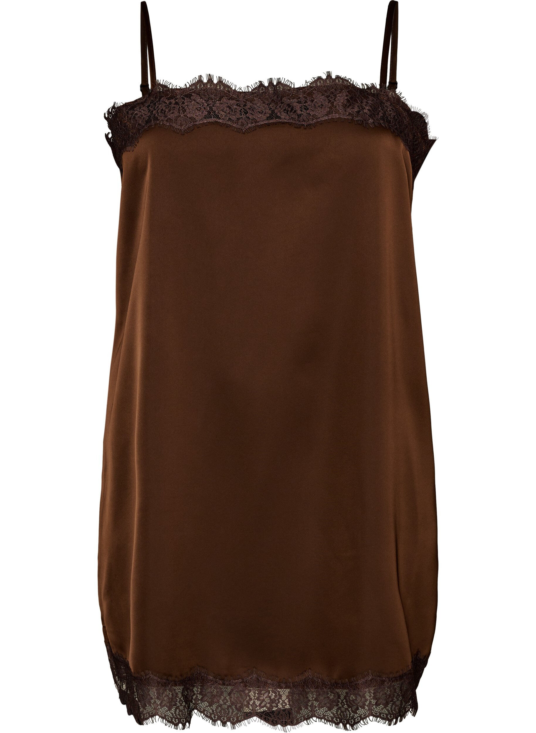 Langes Top aus Satin mit Spitzen