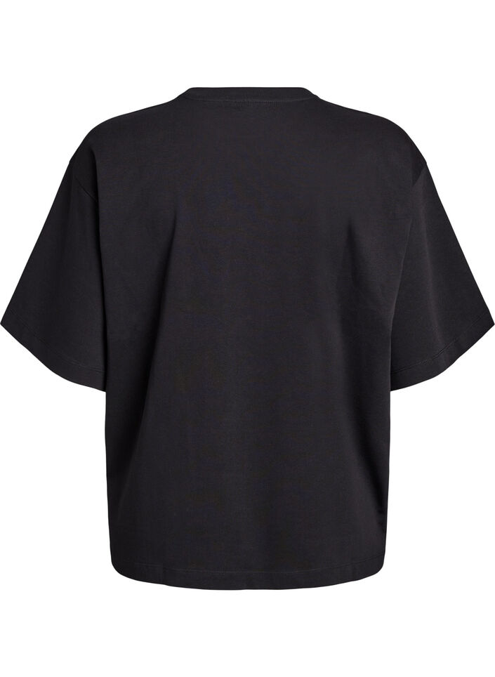 Oversize-T-Shirt mit halben Ärmeln, Schwarz, Packshot image number 1