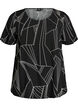 Kurz&auml;rmelige Bluse aus Viskose mit Print, Schwarz, Packshot image number 0