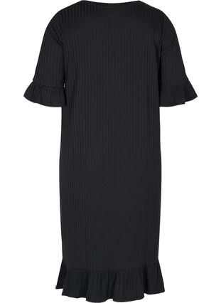 Kleid mit 2/4-Ärmeln und Rüschen, Black, Packshot image number 1