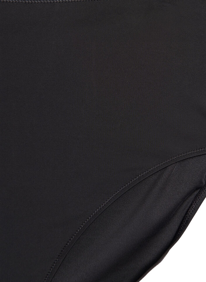 Einfarbige hoch taillierte Bikinihose, Schwarz, Packshot image number 2