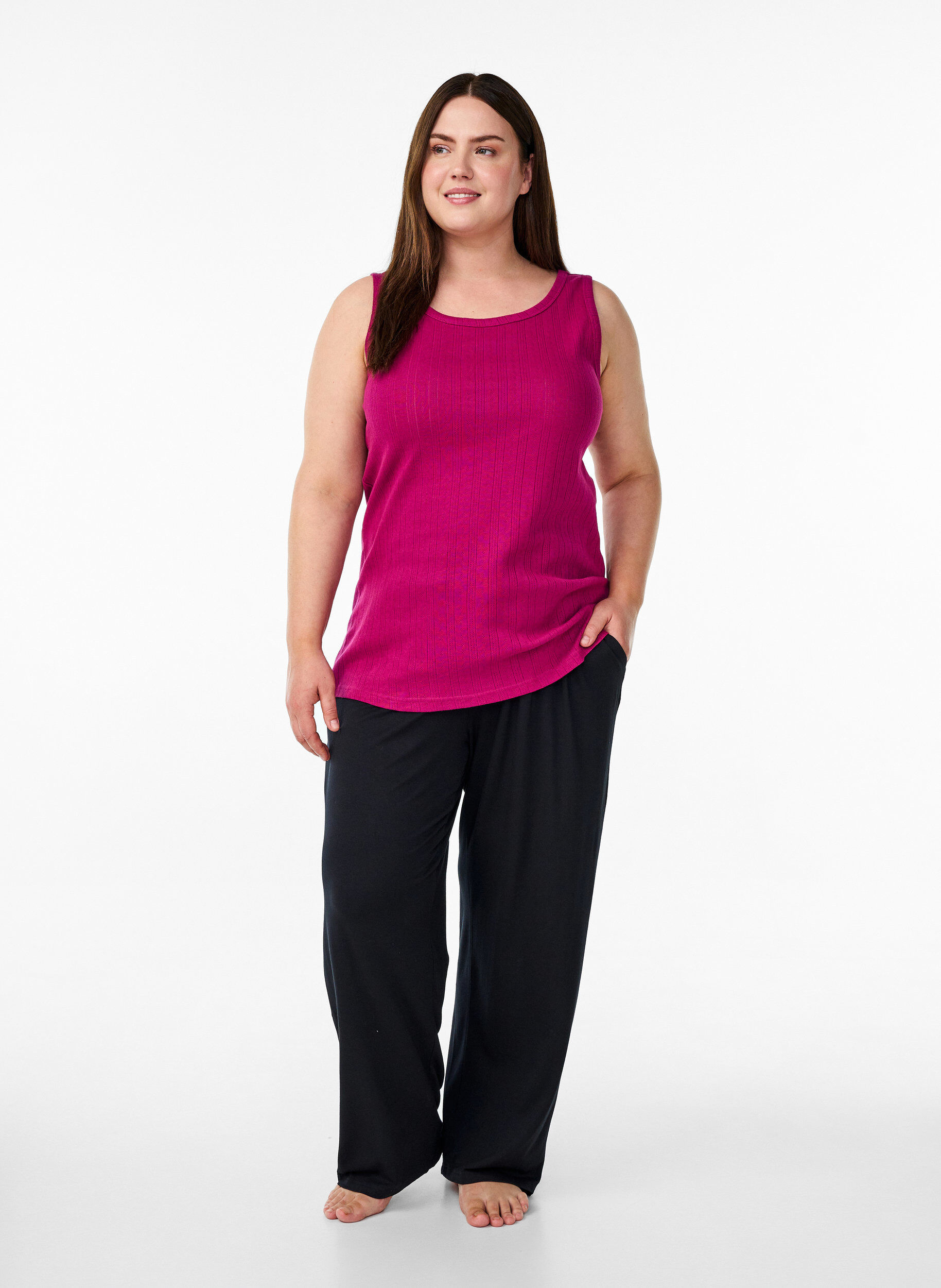 ZizziNachthemd aus Bio-Baumwolle mit Strukturmuster, Pink, Model image number 1