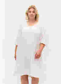 Viskosekleid mit V-Ausschnitt, Bright White, Model