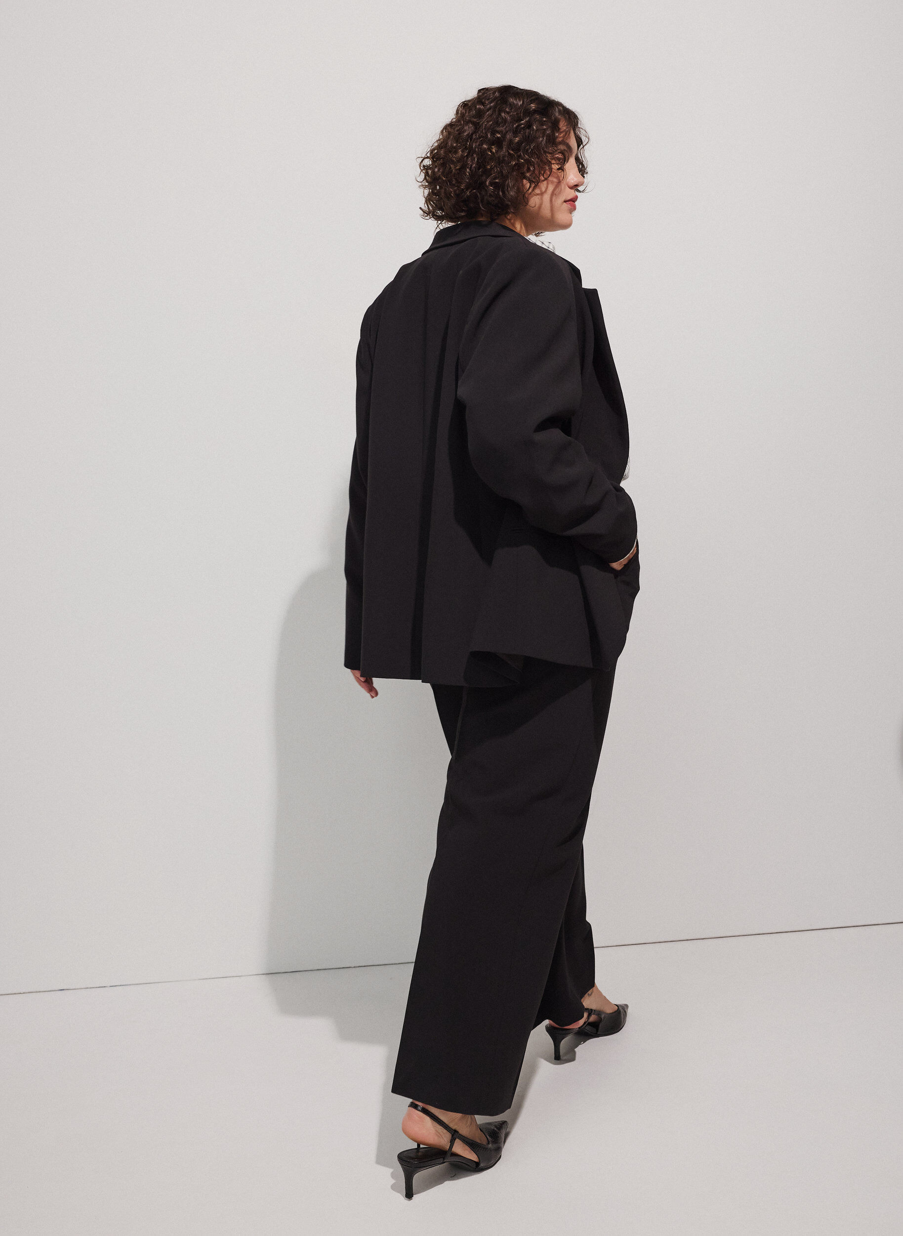 ZizziWeite Anzughose mit hoher Taille, Schwarz, Model image number 1