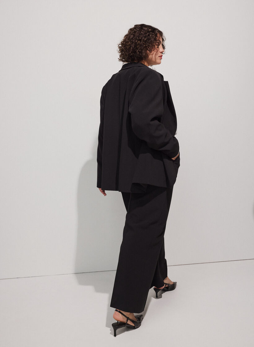 Weite Anzughose mit hoher Taille, Schwarz, Model image number 1