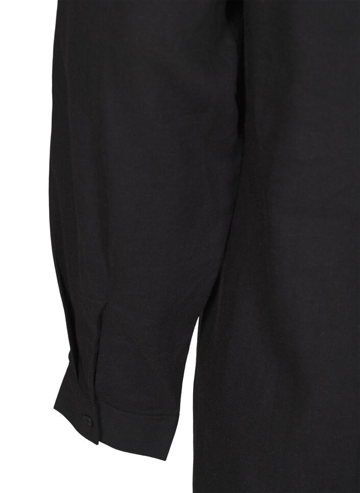 Lange Bluse aus Leinen und Viskose, Schwarz, Packshot image number 3