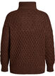 Pullover mit hohem Kragen und Struktur, Braun, Packshot image number 1
