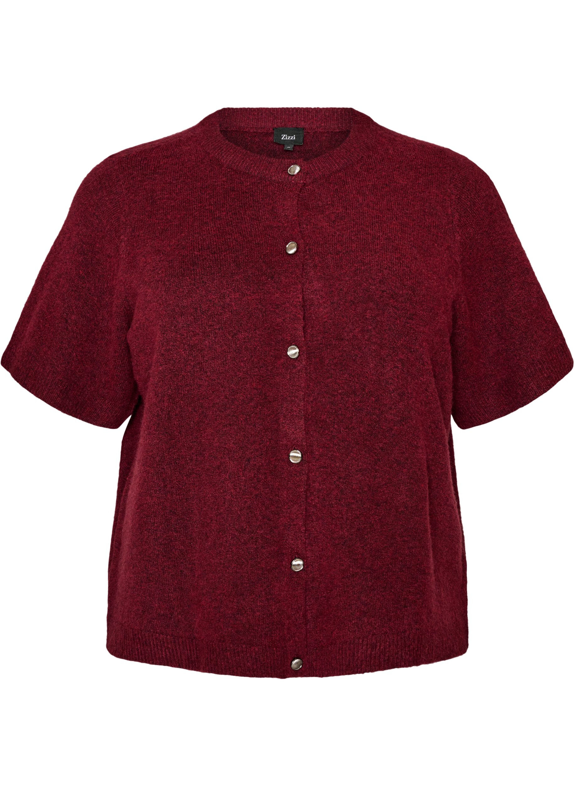 ZizziStrickjacke mit kurzen &Auml;rmeln, Rot, Packshot image number 0