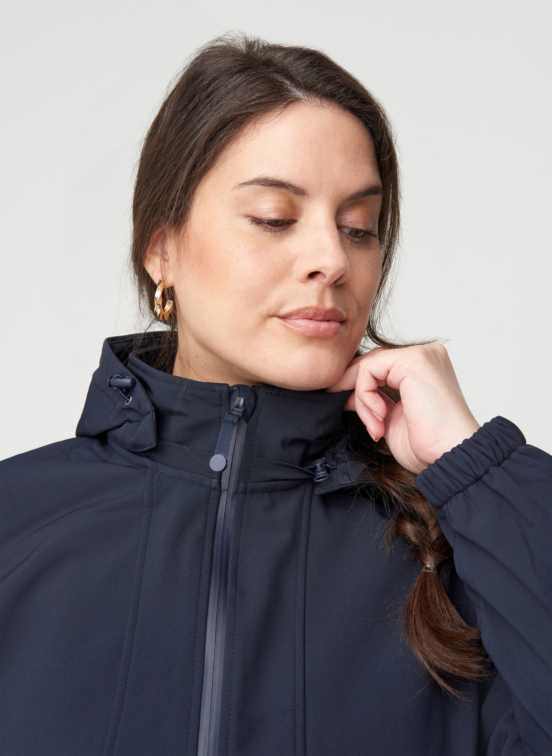 Zizzi Softshelljacke mit Kapuze, Night Sky solid, Model image number 3