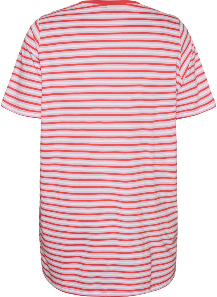 Langes oversized T-Shirt aus Bio-Baumwolle mit Streifen, Lila, Packshot image number 1