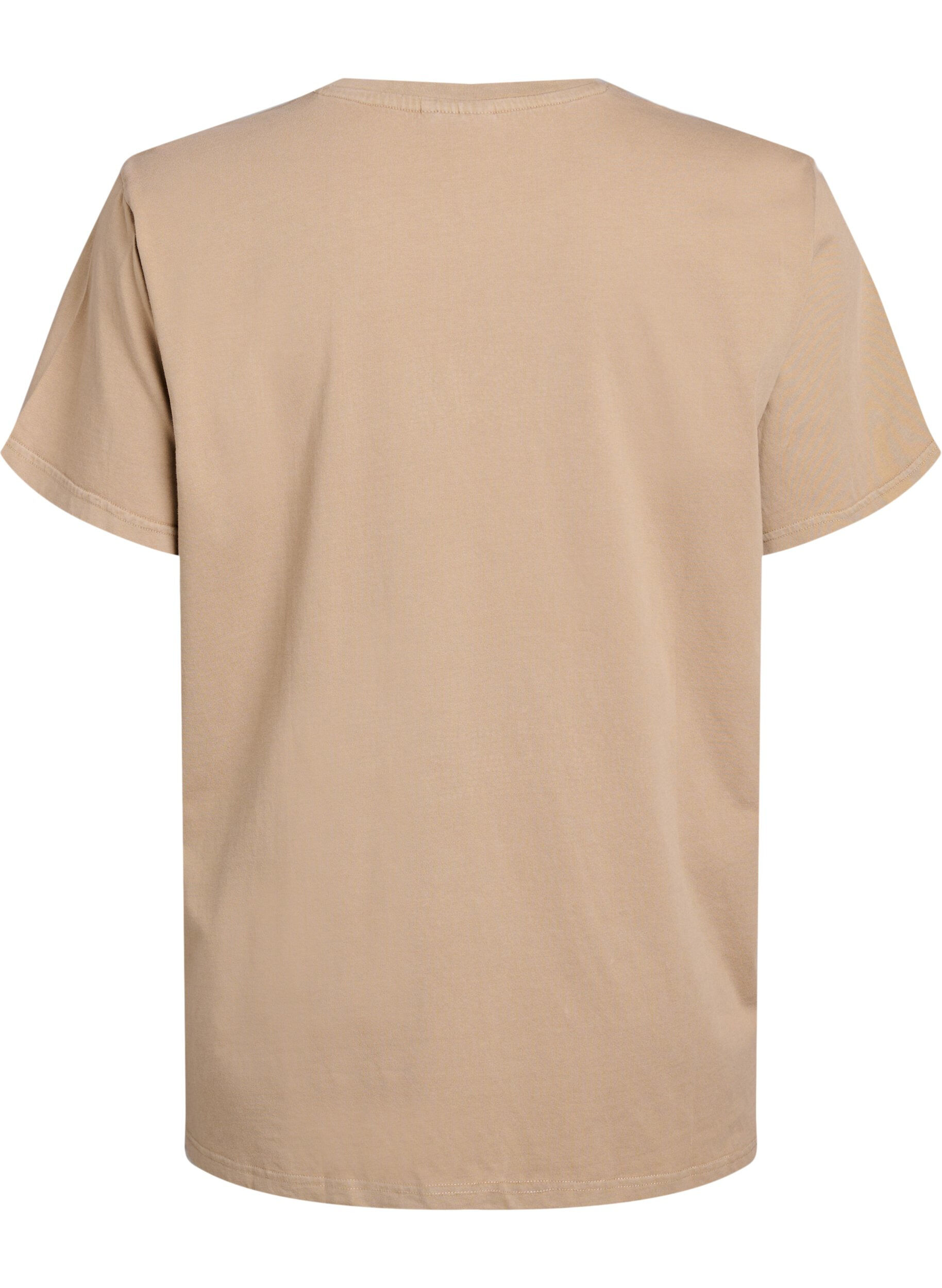 Zizzi T-Shirt aus Bio-Baumwolle mit Strass und Schmetterlingsmotiv, Braun, Packshot image number 1