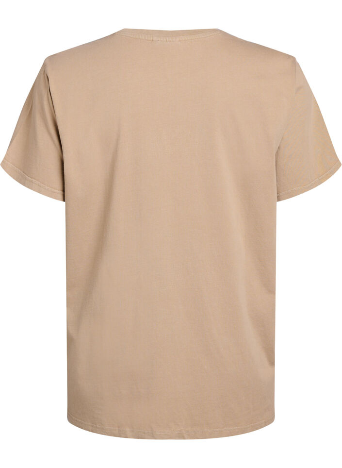 T-Shirt aus Bio-Baumwolle mit Strass und Schmetterlingsmotiv, Braun, Packshot image number 1