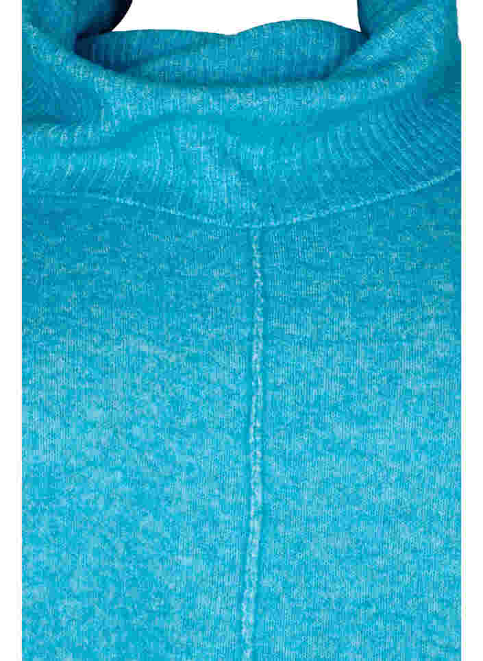 Langärmelige Strickbluse mit Rollkragen, Malibu Blue Mel., Packshot image number 2