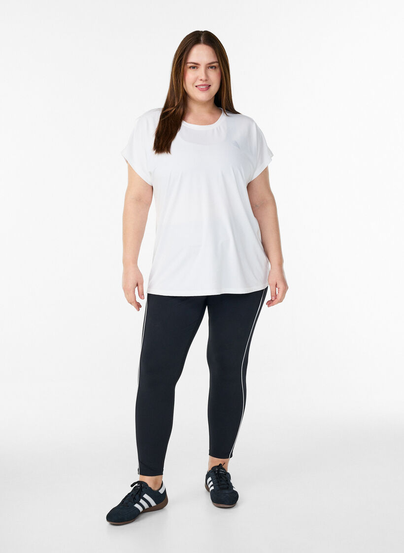 Einfarbiges Trainings-T-Shirt, Wei&szlig;, Model image number 1