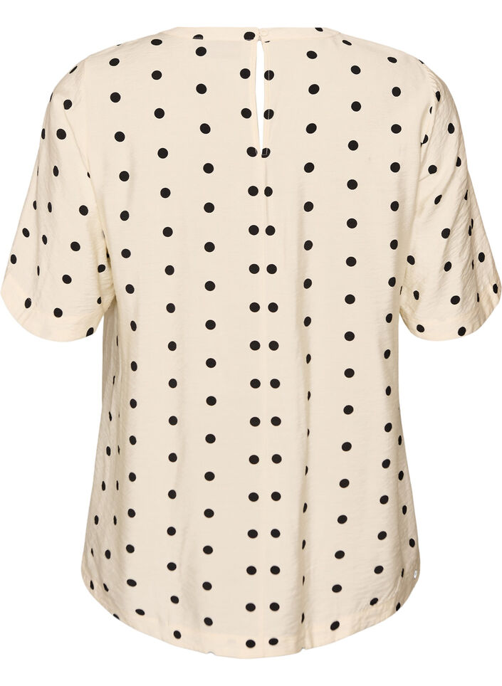 Bluse aus Viskose mit Punkten und 1/2-&Auml;rmeln, Vanille, Packshot image number 1
