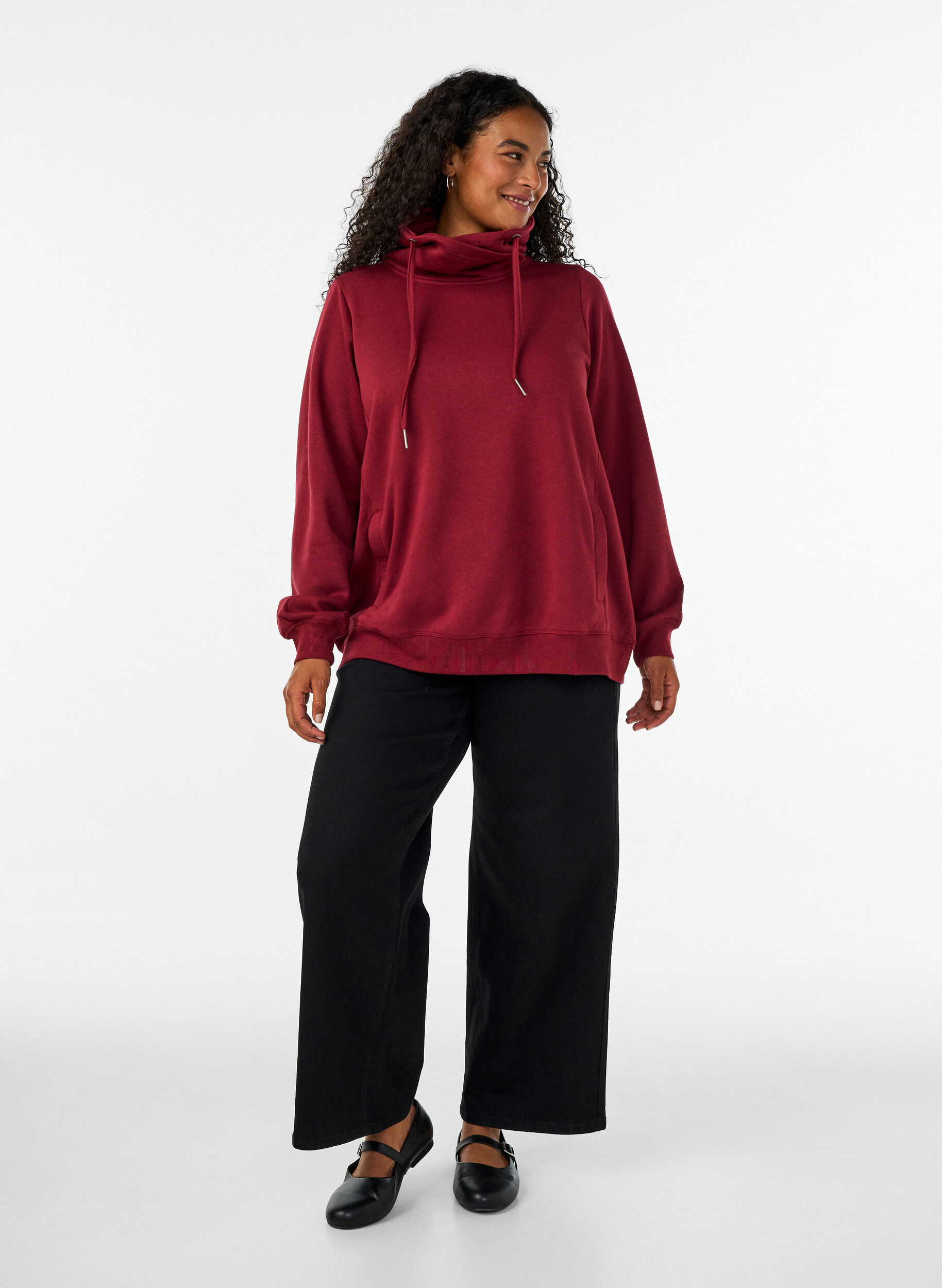 ZizziSweatshirt mit Stehkragen und Taschen, Rot, Model image number 1