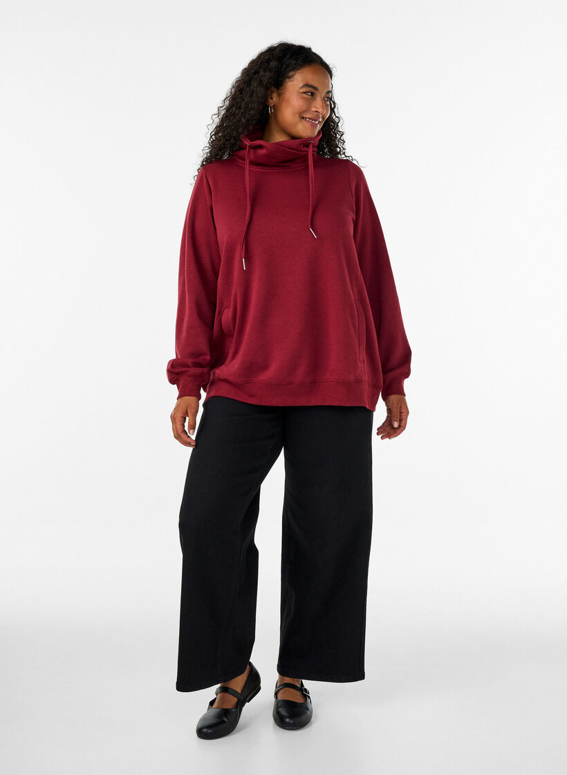Sweatshirt mit Stehkragen und Taschen, Rot, Model image number 1