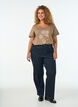 T-Shirt aus Baumwolle mit Frontprint und V-Ausschnitt, Braun, Model image number 1