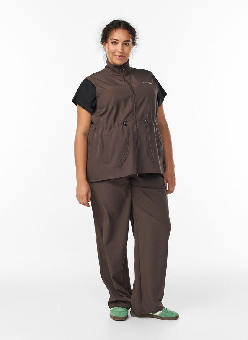 Ärmellose Weste mit Gummizug in der Taille, Braun, Model image number 1