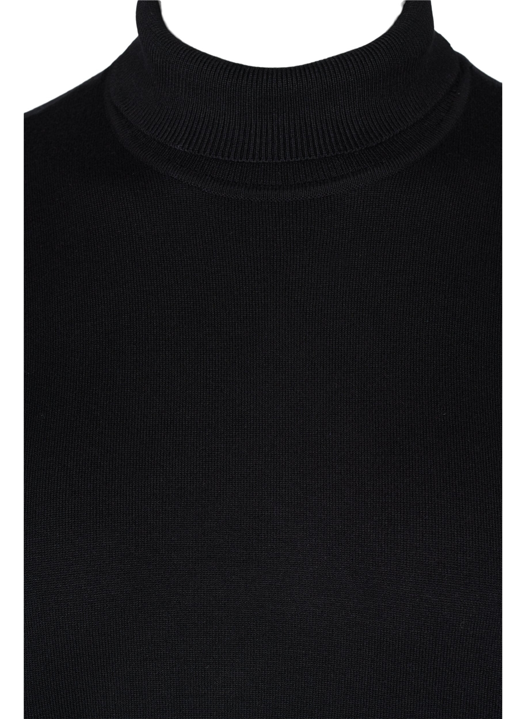Zizzi Rollkragenpullover aus Viskose, Black, Packshot image number 2
