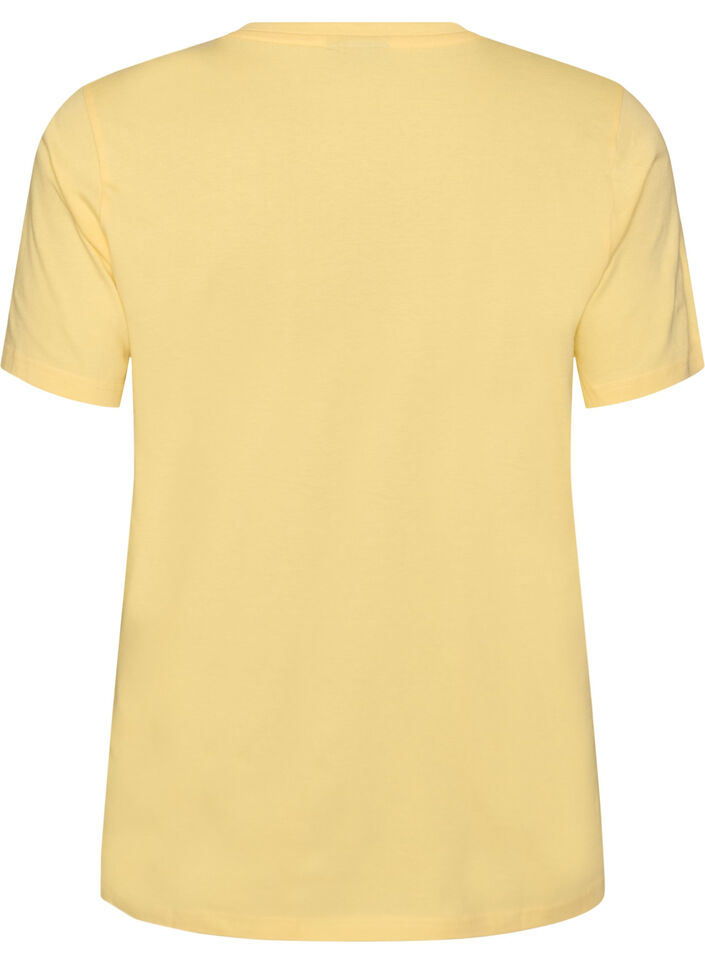 T-Shirt aus Bio-Baumwolle mit Lochstickerei, Gelb, Packshot image number 1
