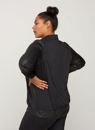 Sportjacke mit Ton-in-Ton-Muster, Black, Model image number 1