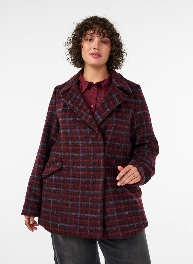 Karierte Jacke mit Taschen, Rot, Model image number 0