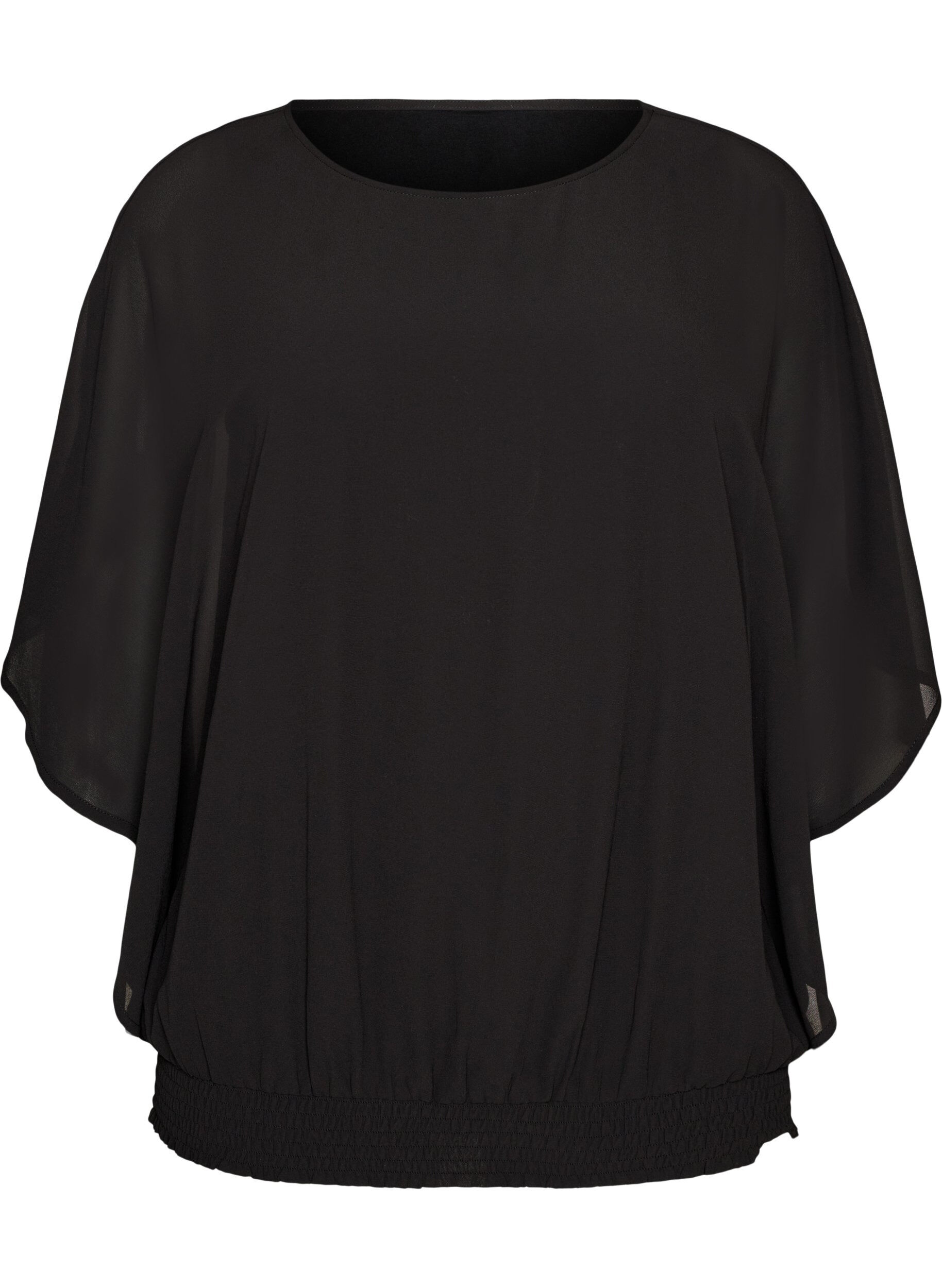 ZizziChiffonbluse mit Balloneffekt, Schwarz, Packshot image number 0