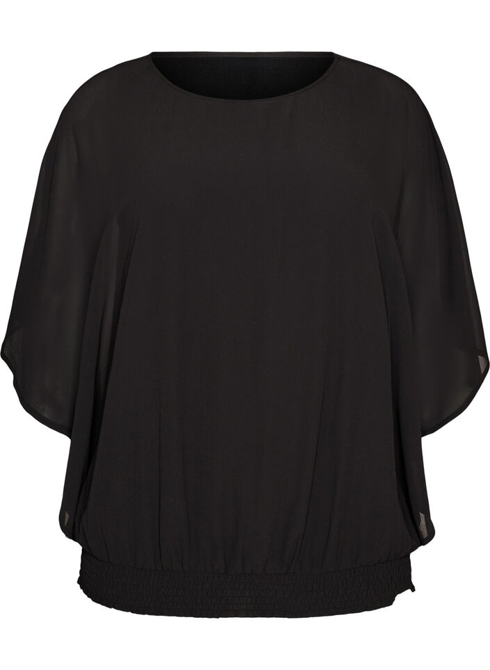 Chiffonbluse mit Balloneffekt, Schwarz, Packshot image number 0