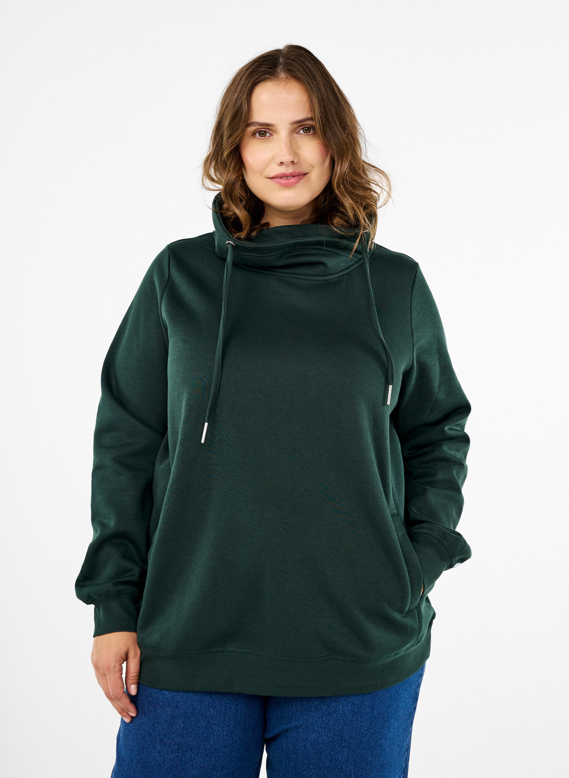 Zizzi FLASH - Sweatshirt mit Stehkragen, Scarab, Model image number 0