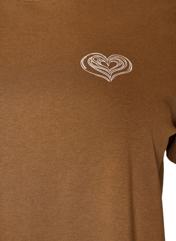 T-Shirt aus Baumwolle mit Print, Braun, Packshot image number 2