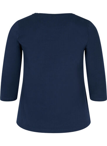 Basic T-Shirt mit 3/4-Ärmeln, Navy Blazer, Packshot image number 1