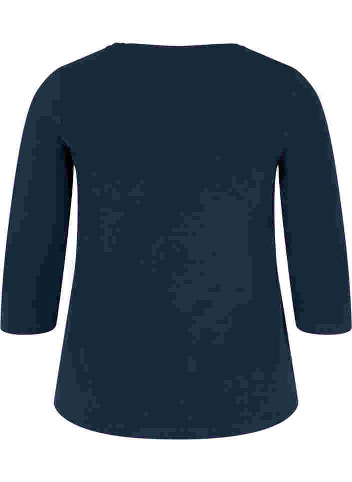 Basic T-Shirt mit 3/4-Ärmeln, Navy Blazer, Packshot image number 1